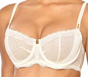 DOBREVA Women's Sexy Lace Unlined Underwire Balconette See Through Sheer Bra